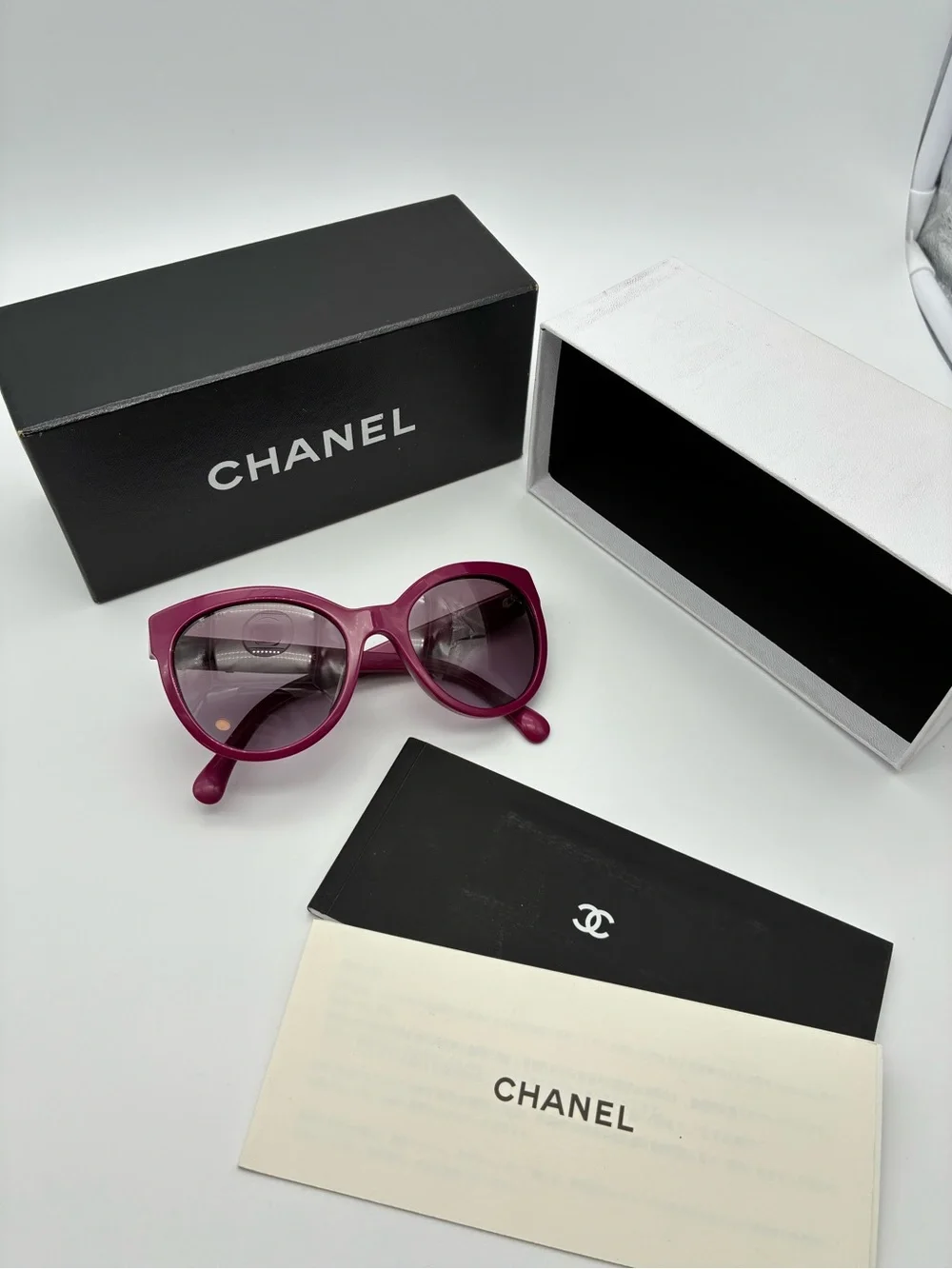 NWB Chanel CC Women's Cat-Eye Sunglasses in Deep Magenta